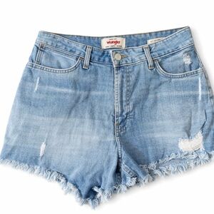 Wrangler Women's Light Blue Frayed Denim Shorts